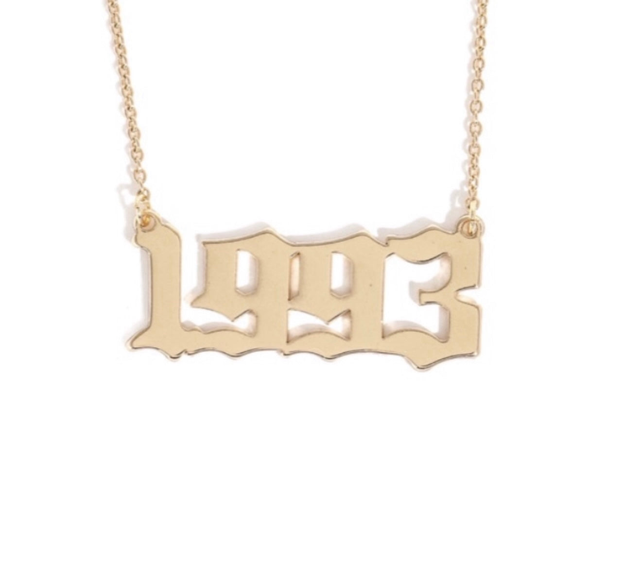 “What’s Your Year?” gold necklace