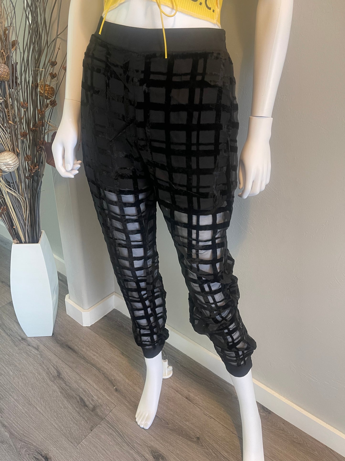 “Checkmate” sheer joggers