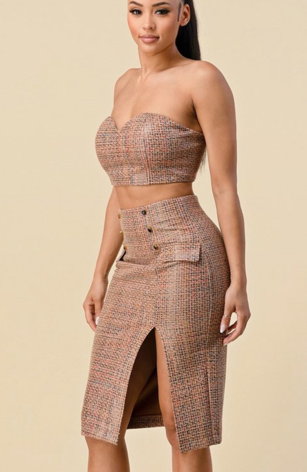 “Foxy Brown” two-piece skirt set