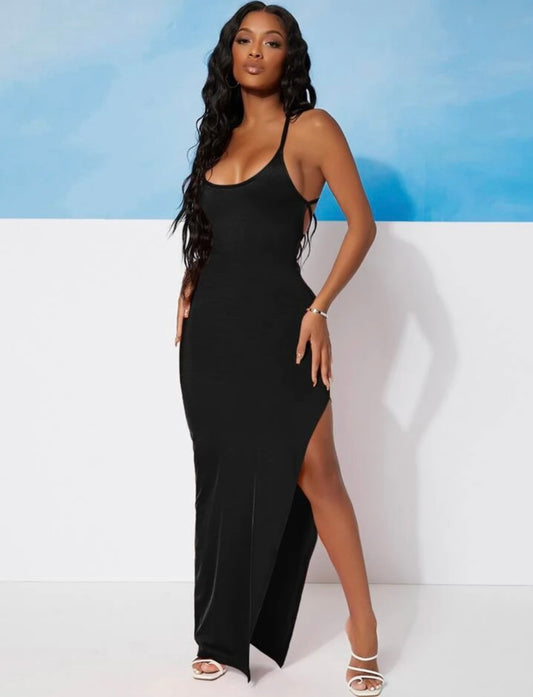 “More Than A Woman” high split maxi dress