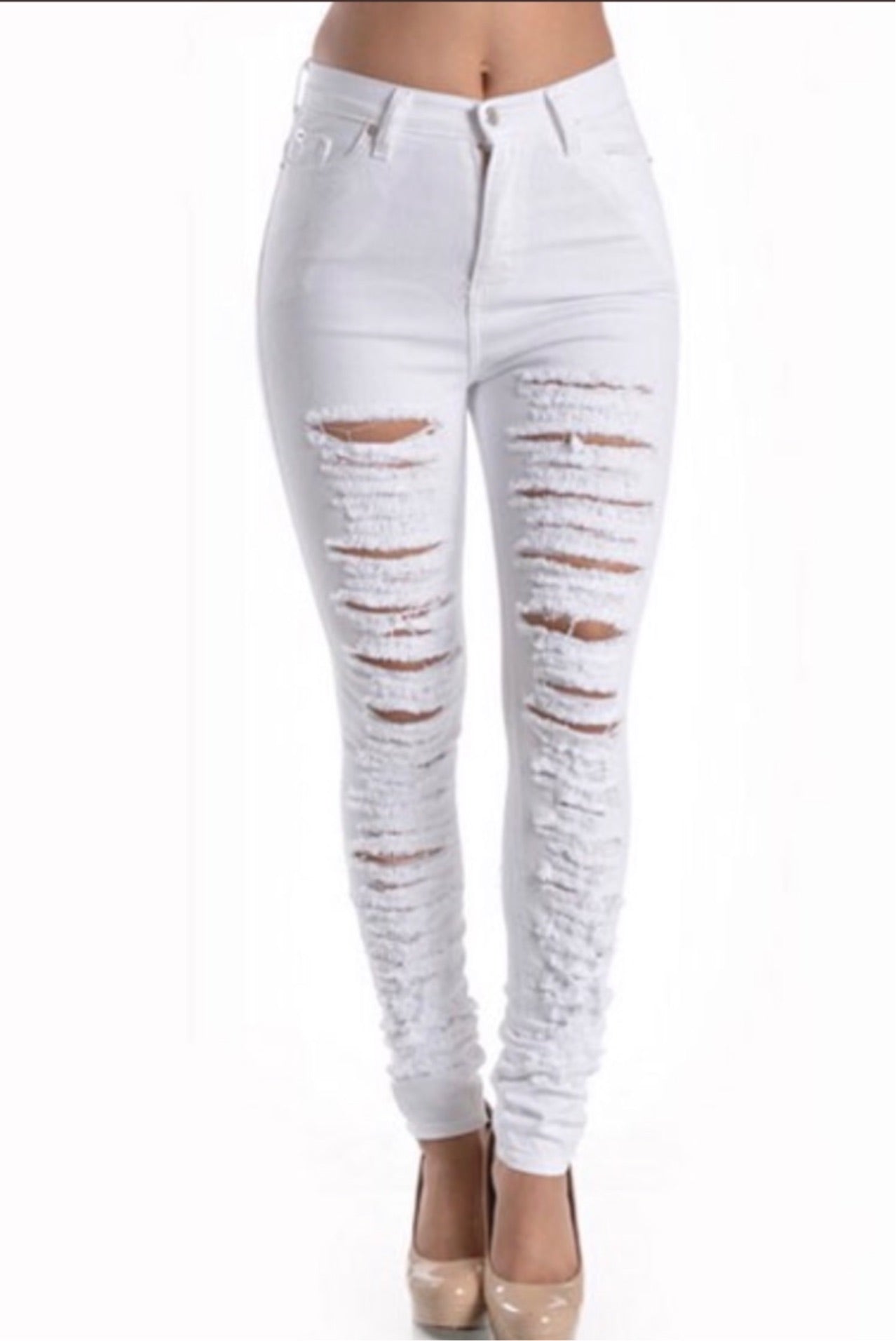 “Snowflake” distressed jeans