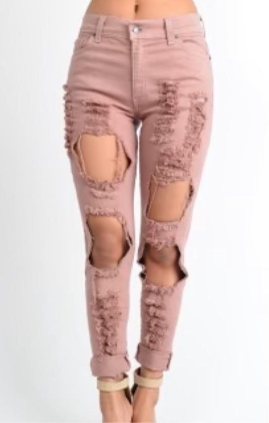 “Rosè” distressed jeans