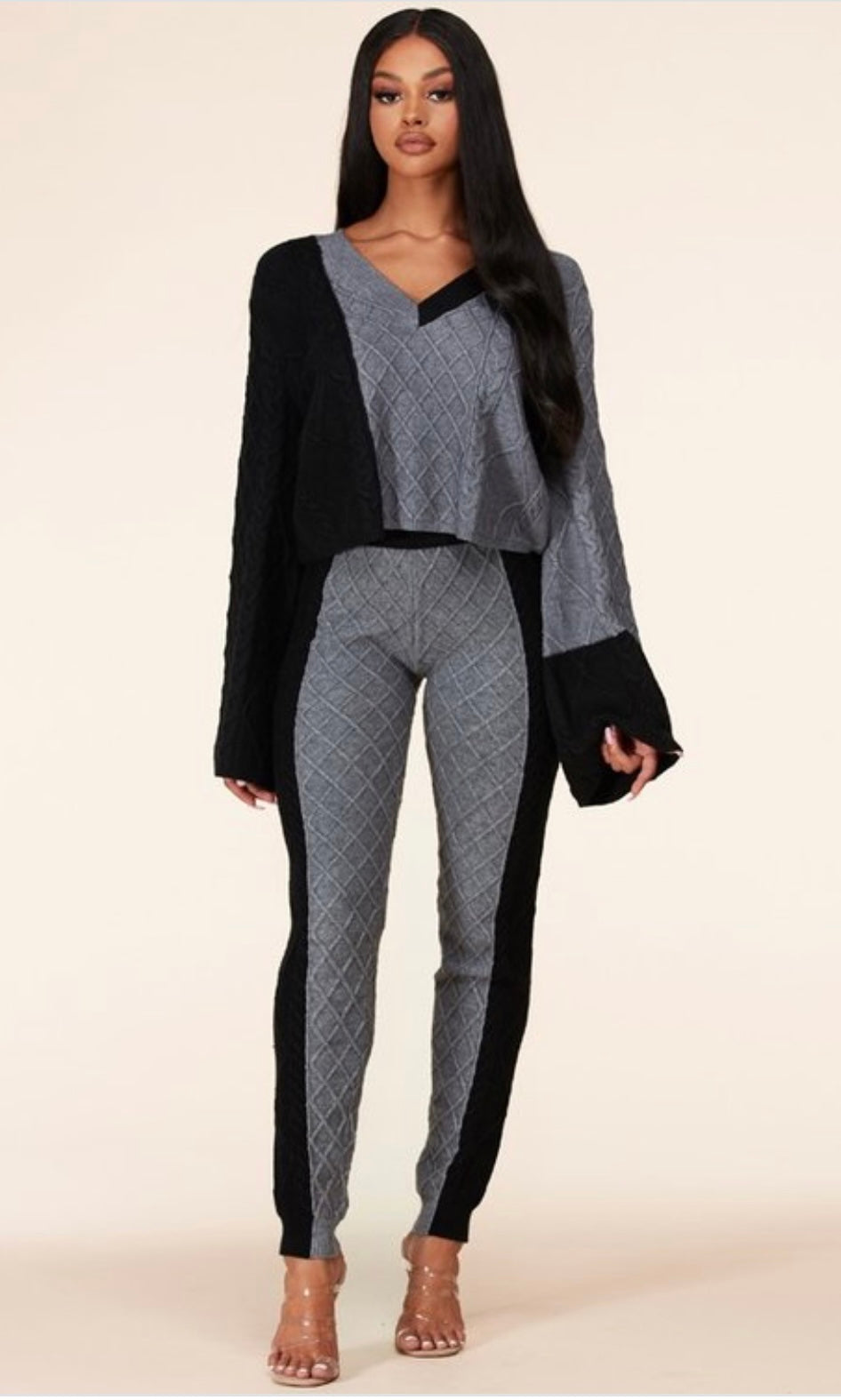 “Two-Faced” sweater pants set