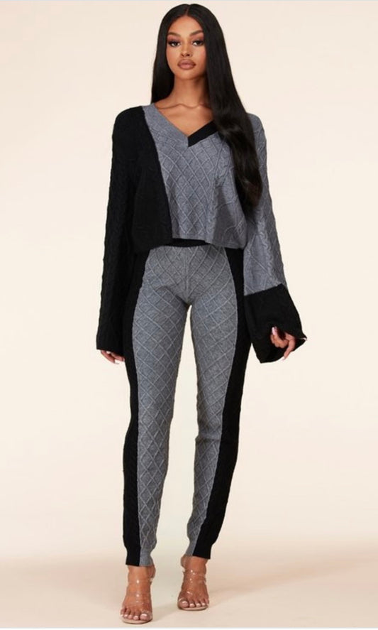 “Two-Faced” sweater pants set