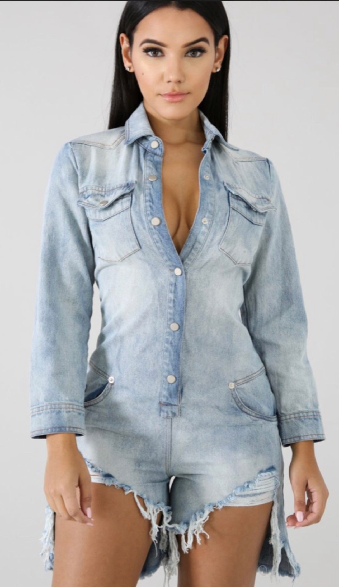 “One of One” denim romper