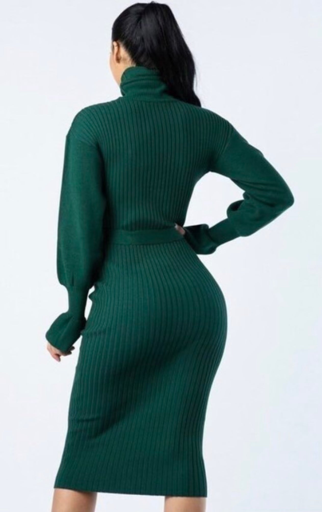 “Seeing Green” midi sweater dress