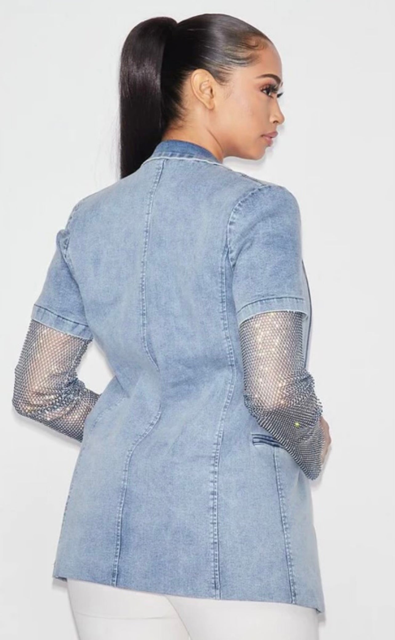 “Bad-N-Bougie” denim blazer