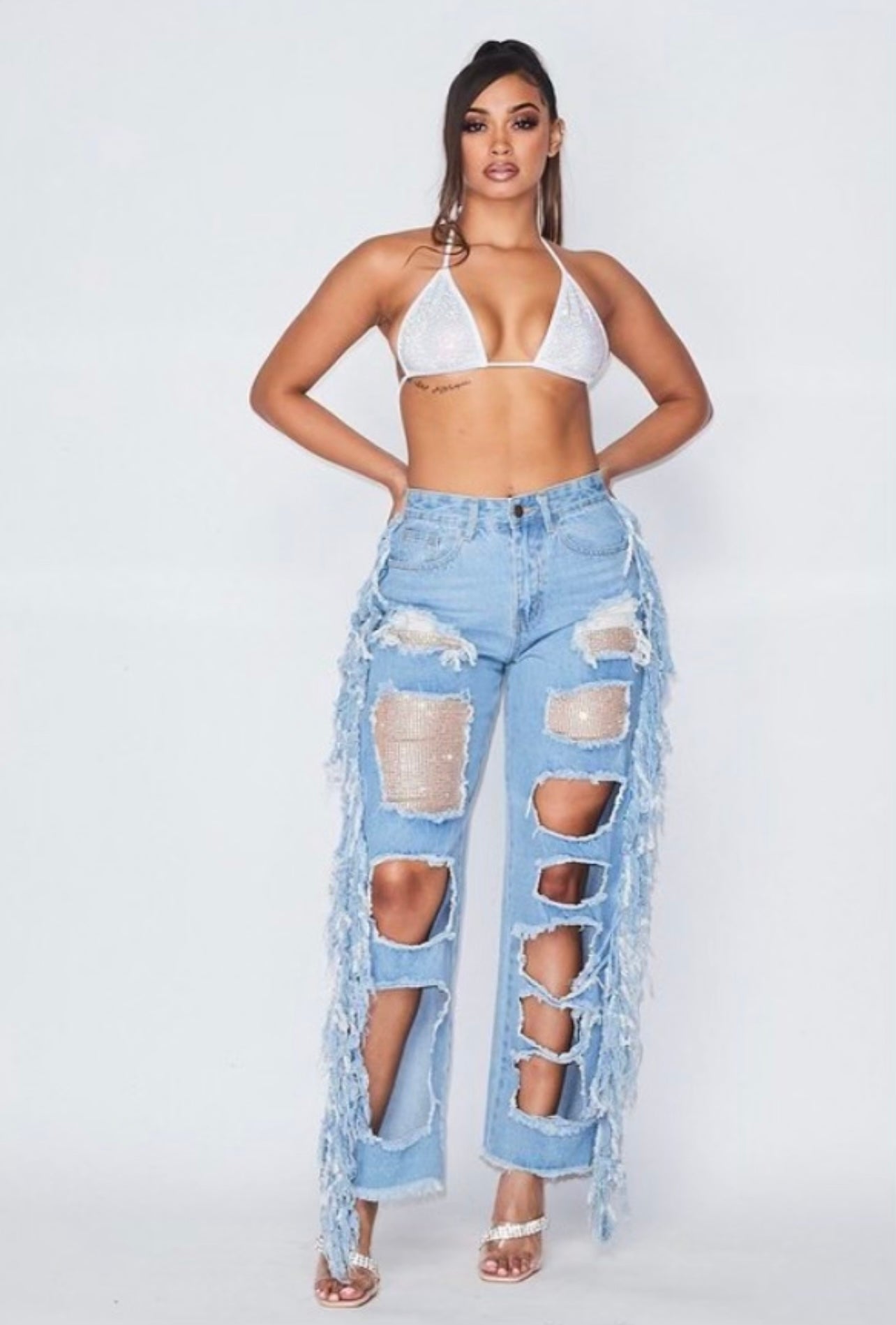 “Icy Girl” distressed jeans