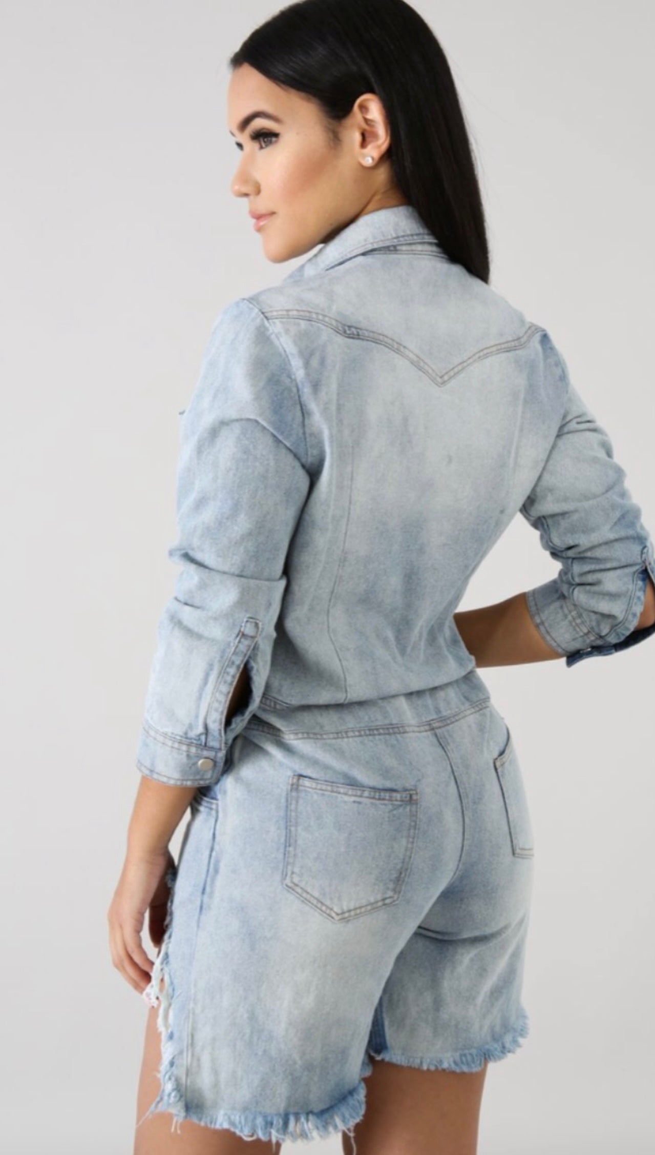 “One of One” denim romper