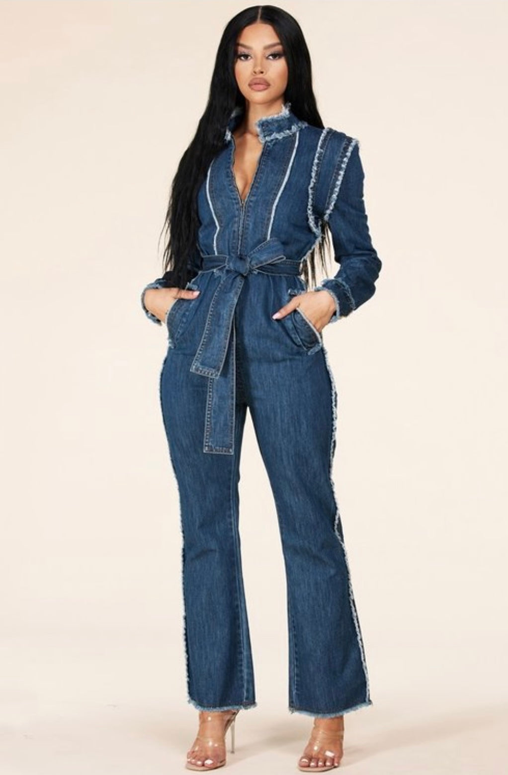 “On The Run” denim jumpsuit