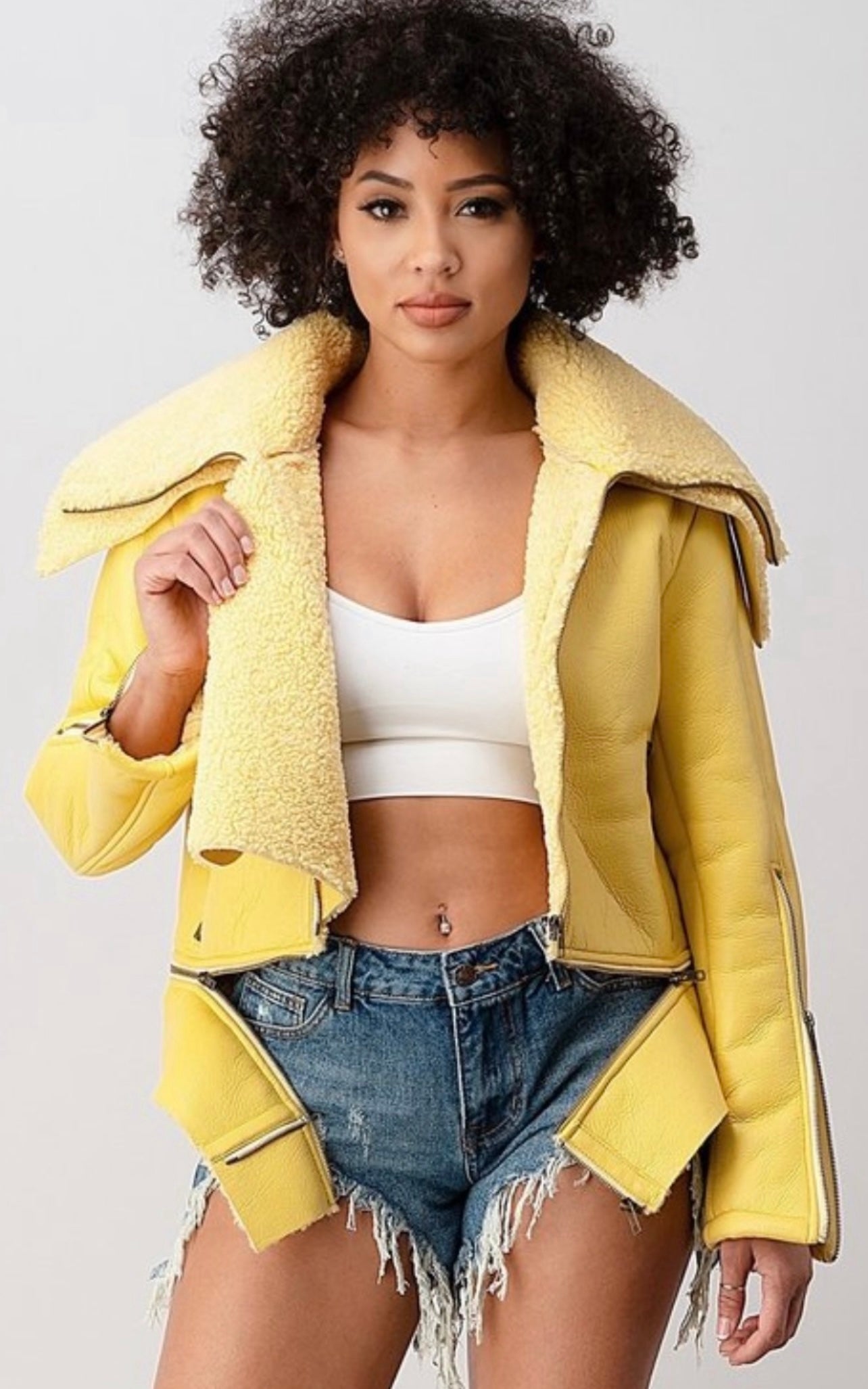 “Acting Out” faux shearling jacket