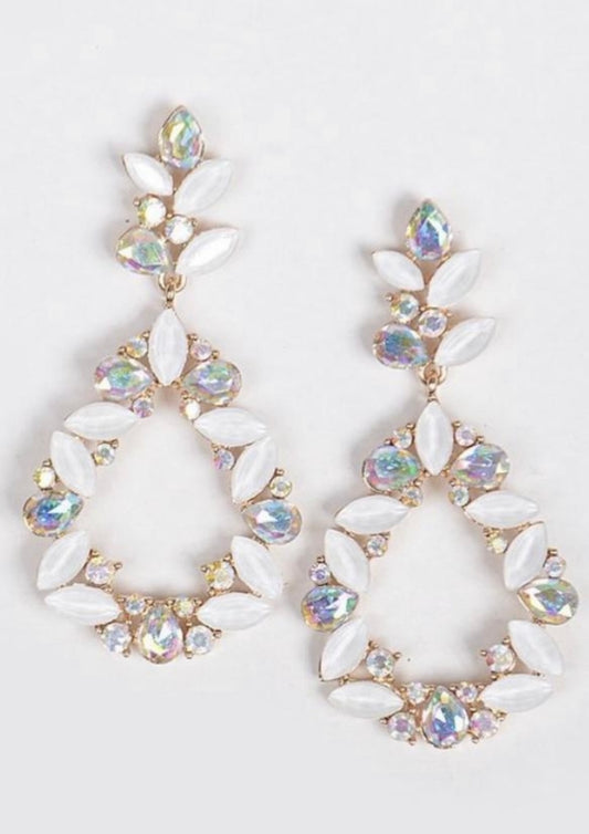 “Iridescent Teardrop” rhinestone earrings