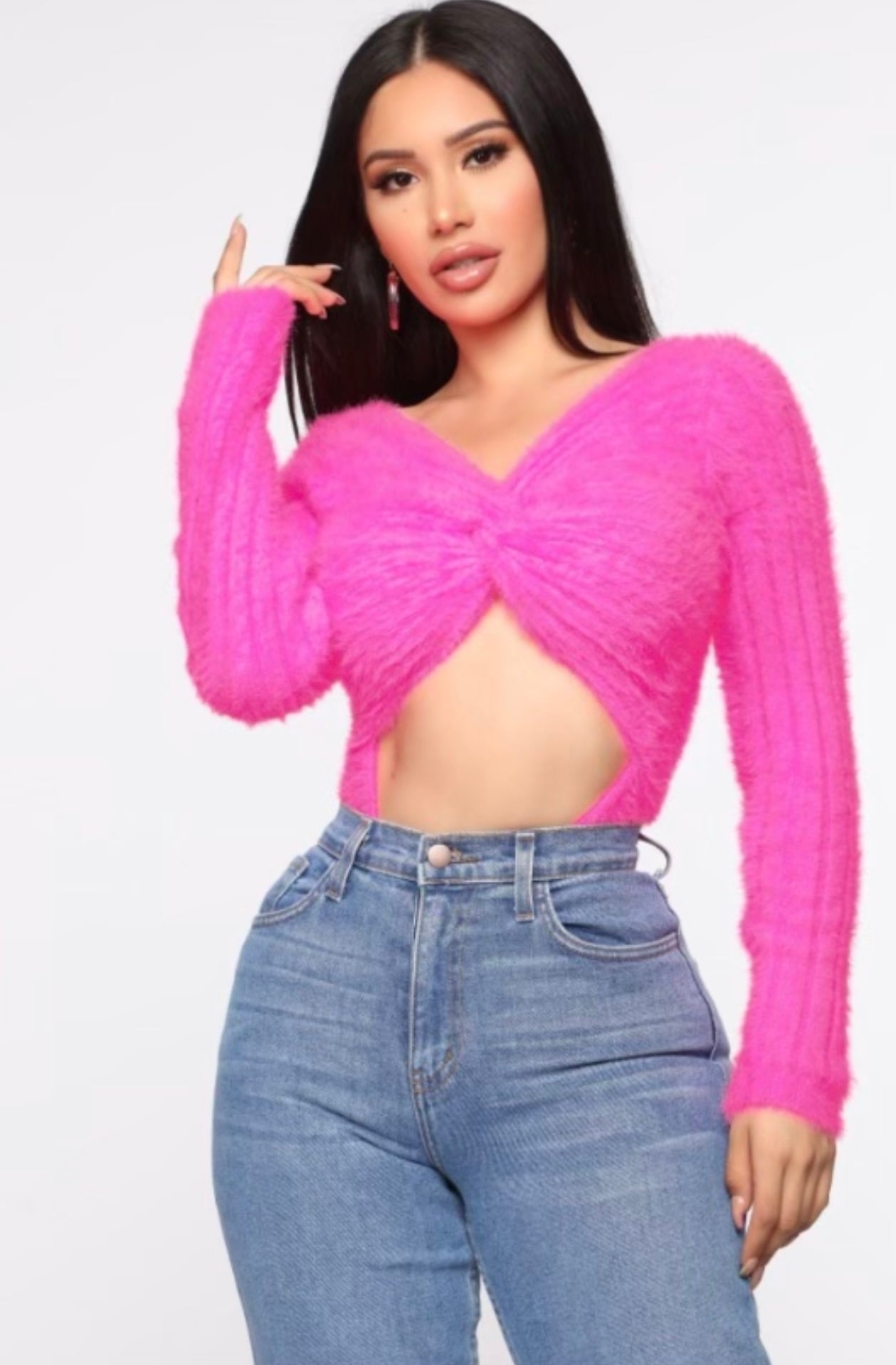 “Pretty In Pink” sweater bodysuit.