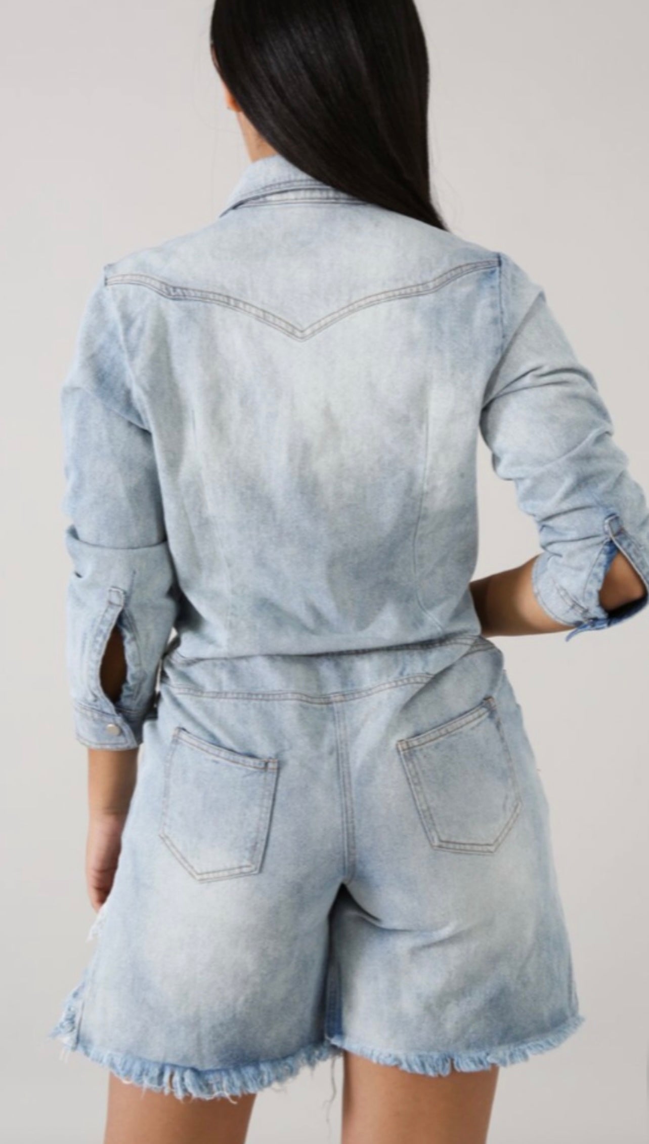 “One of One” denim romper