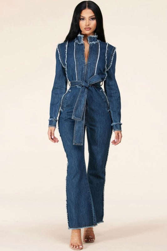 “On The Run” denim jumpsuit