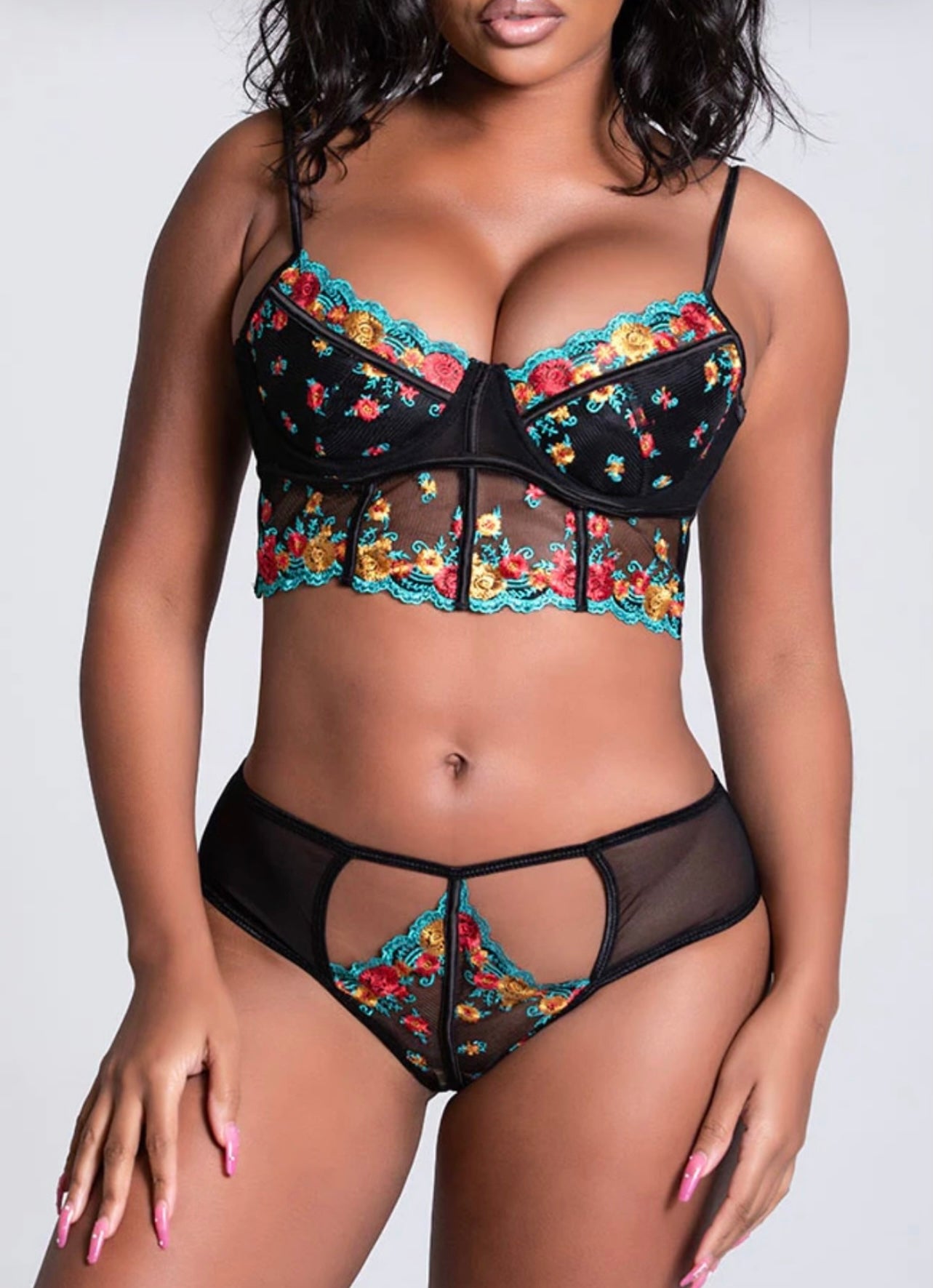 “Tropical Fun” full coverage bra and panty set