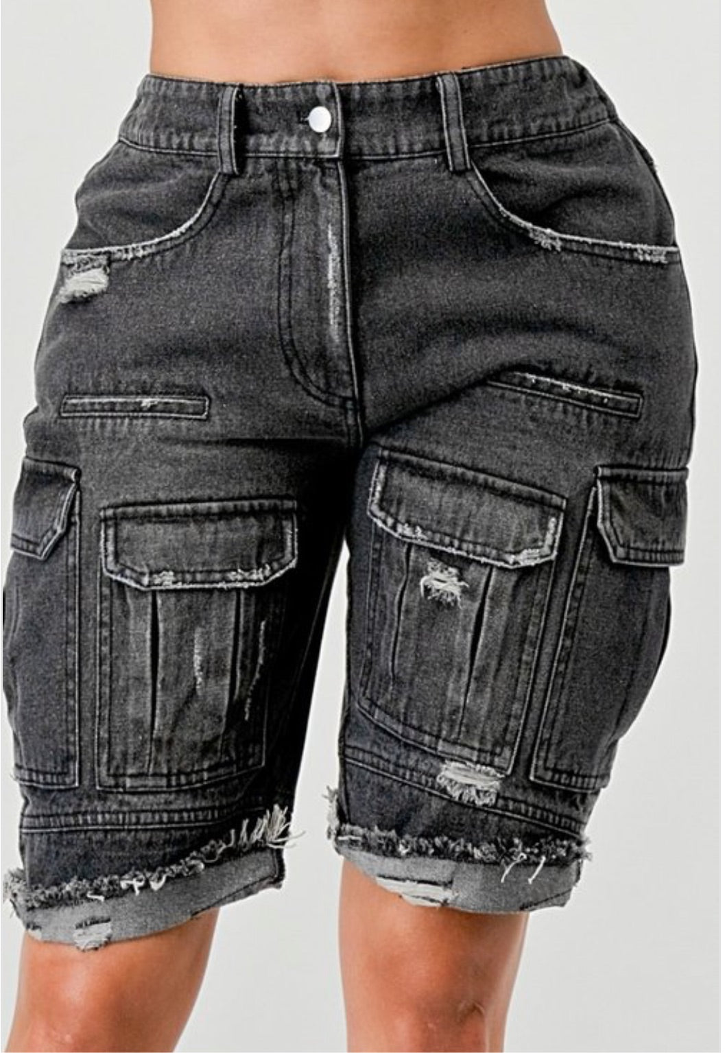 “Get It Girl” denim cargo shorts