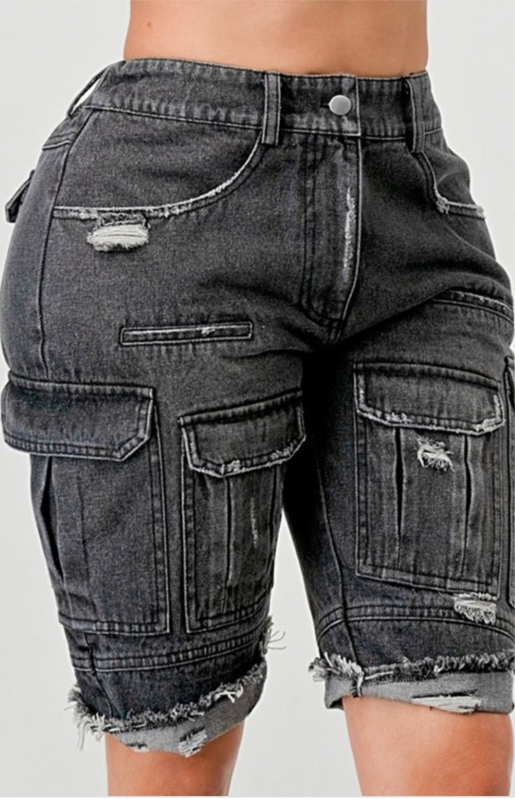 “Get It Girl” denim cargo shorts